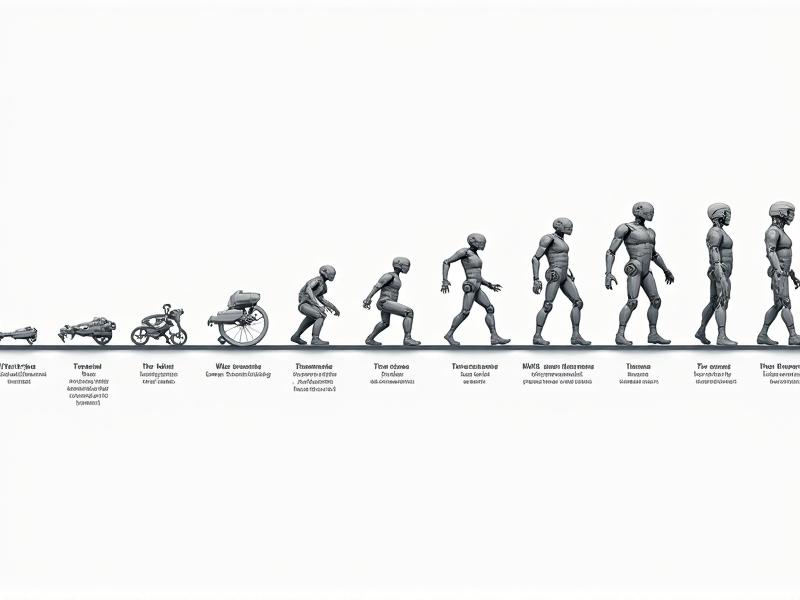 A timeline of robotic therapy devices, from simple mechanical aids to advanced exoskeletons, displayed in a clean, professional infographic style.
