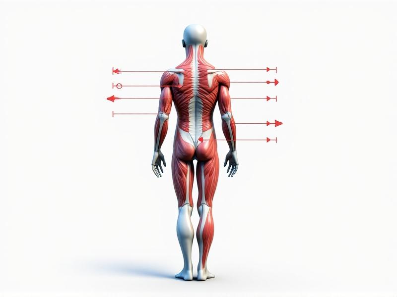 A detailed diagram showing the anatomy of a human body with hydrotherapy jets mapped to specific muscle groups. The image highlights the lower back, shoulders, and legs, with arrows indicating the direction of water flow. The diagram is set against a clean, white background, emphasizing the scientific approach to jet placement.
