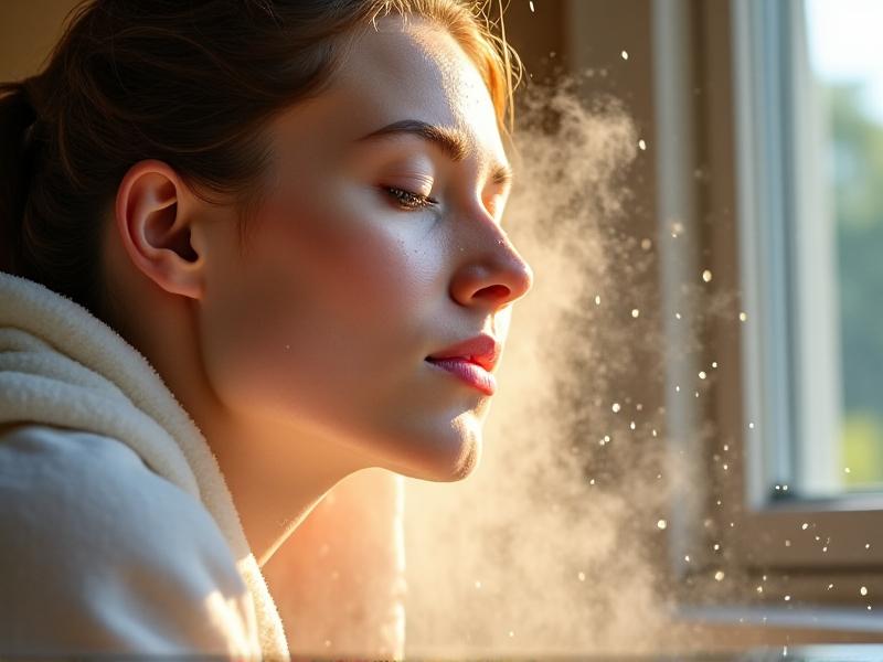 A close-up of a person washing their face with warm water, steam rising from the sink, contrasted with another person splashing cool water on their face outdoors, with droplets of water reflecting sunlight, highlighting the benefits of each temperature for skin health.